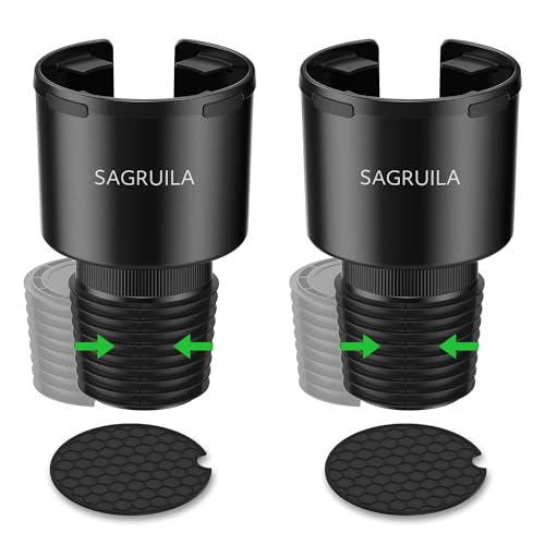 Car Cup Holder Expander, Cup Holder Expander for Car with Stretchable Rubber Base, Large Cup Holder Adapter Compatible with Yeti, Hydro Flask, Nalgene, Stanley, Owala, Bottles in 2.8”-4.13”, 2 Pack