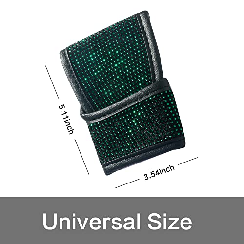 Aociska Universal Bling Car Gear Shift Cover,Leather Auto Gear Shift Knob Cover With Glitter Bling Rhinestones,Crystal Car Knob Gear Stick Protector Diamond Car Decor Car Accessories (Green) #TOP3