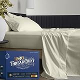TEXAS LINEN CO. Pure King Size Cotton Bed Sheets Set (King, 1000 Thread Count) Sand Sheets and Pillo