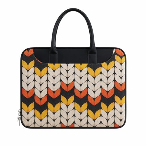 Image of Tabelito Designer Printed Laptop Sleeve for Women (13-15.6 Inch) | Jute & Vegan Leather Office Handbag | Lightweight Stylish Work Bag with Handle
