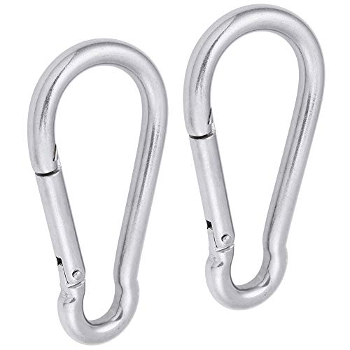 AOWISH 2 PCS Stainless Steel Spring Snap Hook Carabiner M10, 304 Stainless Steel Heavy Duty Clips, Large Quick Link Lock Ring Big Spring Buckles (3/8-Inch Diameter, 4-Inch Length, 650 Lbs)