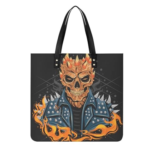 Sac fourre-tout crâne flamme pour femme, le grand tote bag idéal en voyage