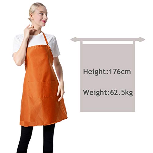 Tsd Story Orange Color Plain Bib Aprons Bulk For Women Men Adult-Unisex Aprons With 2 Front Pockets,Size 24"X28"Kitchen Cooking Server Painting Aprons(Orange-15Pcs) #TOP3