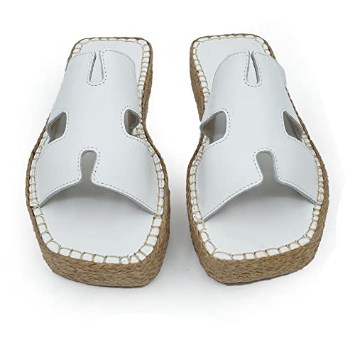 Sandale compensée Bonateks avec talon compensé stable blanc 37