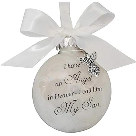 FEBUD Ornament Feather Ball Keychain I Have an Angel in Heaven I Call Him/Her Dad/Mom/Dau/Son/Grandpa/ma/Wife/Hunsband Memorial Ornament for Loss of He/She Forever in Our Heart Cover