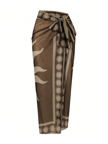 SOLY HUX Women's One Piece Swimsuit Deep V Neck Bathing Suit with Printed Beach Cover Up Skirt4