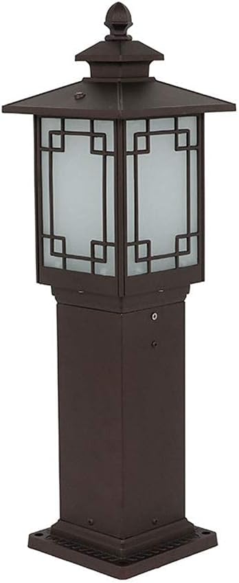 Generic Retro Grid Decoration Outdoor Light E27 Simplicity Outdoor Post Lantern Garden Fence Column Headlight Creative Metal Lamp Post Light Fixture IP65 Waterproof Courtyard Lights