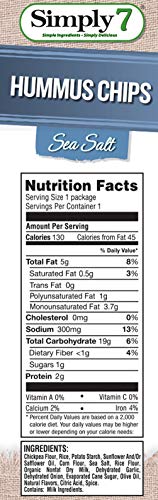 Simply 7, Chickpea Hummus Chips, Sea Salt, 1 Oz, 24 Pack, Non-GMO, Nut-Free, Vegetarian, Low Calorie, Plant-Based, Cholesterol-Free, Low Fat, Vegan Snack - Thumbnail 2