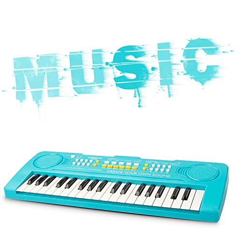 Bigfun Kid Keyboard Piano - 37 Keys Keyboard Piano Kids Multifunction Music Educational Instrument Toy Keyboard Piano For 3, 4, 5, 6, 7, 8 Girls And Boys (Blue) #TOP3