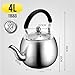 UUNVTOSU Stovetop Whistling Kettle, 304 Stainless Steel, High Capacity Ergonomic Bakelite Handle, Thickened Three-Layer Composite Bottom, Suitable for All Stovetop, Including Induction -B||4L Kettle (