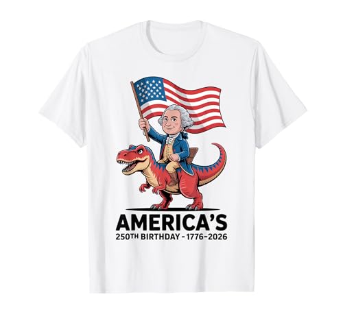 George Washington Riding Dinosaur 250th Birthday Fun Teacher T-Shirt
