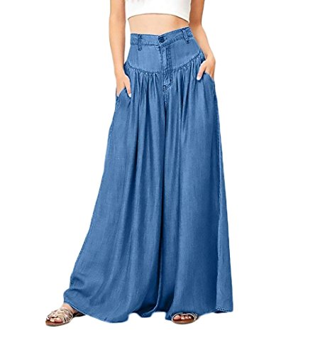 Hosenrock Frühling Herbst Elegante Mode Hose Breites Bein Hosen mit Taschen Knopfleiste Button Apparel Mehrschicht Bequeme Atmungsaktiv Pants Loose Lang High Waist Hose Jeans Freizeithose Cover
