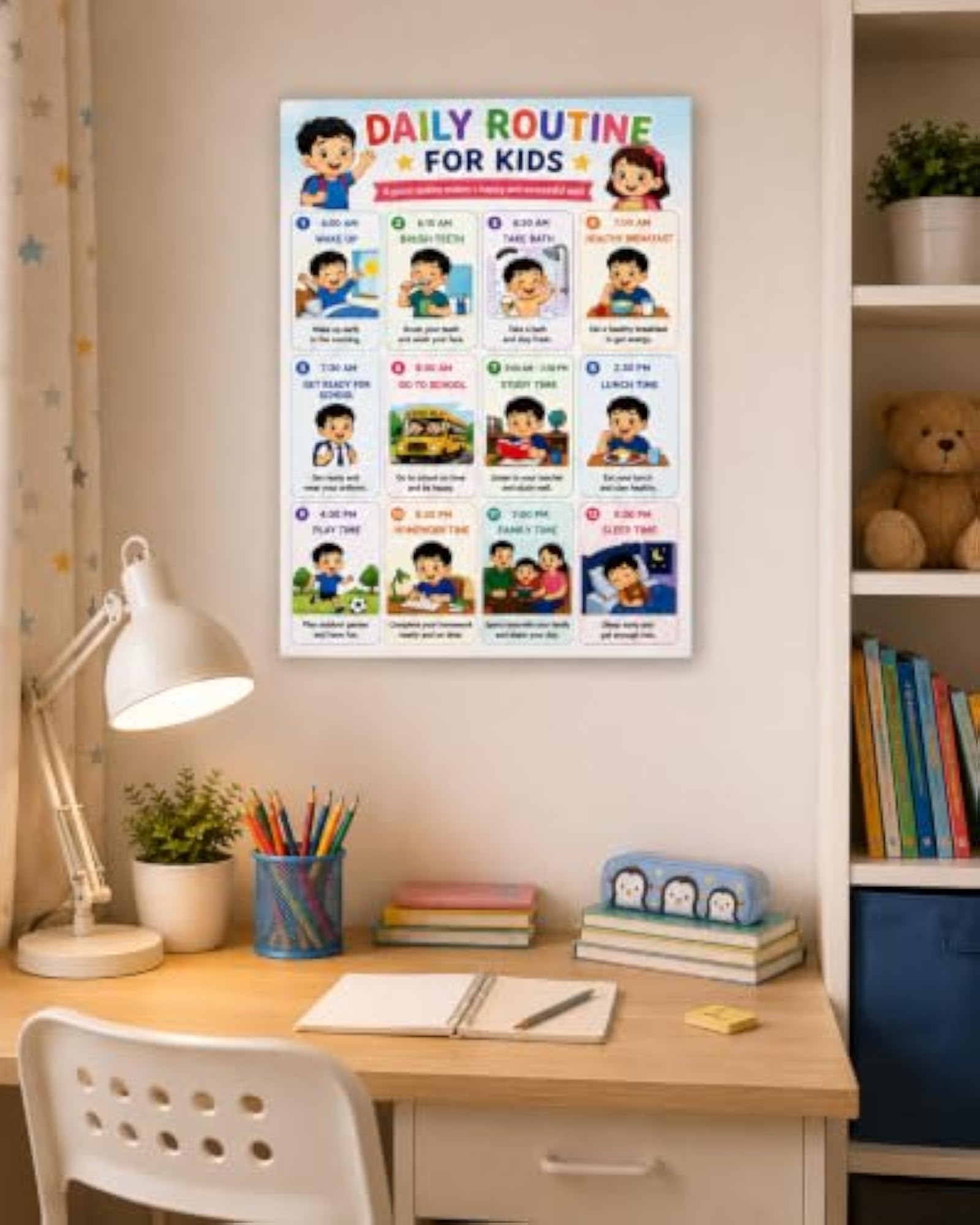 Daily Routine Chart for Kids A3 Wall Poster, Educational – BLING QUEEN