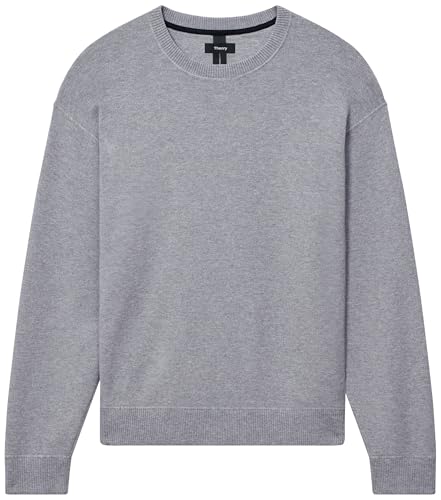 Theory Mens Relax Crewneck Long Sleeve in Light Bilen Melange