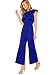 Romwe Women's Sexy Casual Sleeveless Ruffle Trim Wide Leg High Waist Long Jumpsuit Blue L
