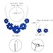 EVER FAITH Dark Blue Flower Collar Necklace, Faux Pearl Floral Summer Beach Statement Choker Necklaces Dangle Earrings for Women, Handmade Fashion Boho Party Prom Jewelry Accessories