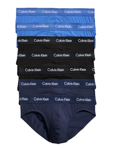 Catálogo para Comprar On-line Trusa Hombre los más solicitados. 40 Calvin Klein - Calzoncillos elásticos de algodón para Hombre, Paquete de 7, 3 Negros, 2 Sombras Azules, 2 Agua Cobalto, Large