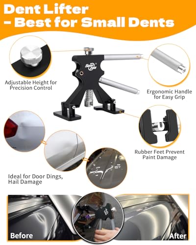 Super PDR Paintless Dent Repair Kit – Complete Car Dent Puller Tool Set with Slide Hammer, T-Bar, Bridge Puller & Lifter – Fix Auto Body Hail Damage, Door Dings, and Car Panel Dents