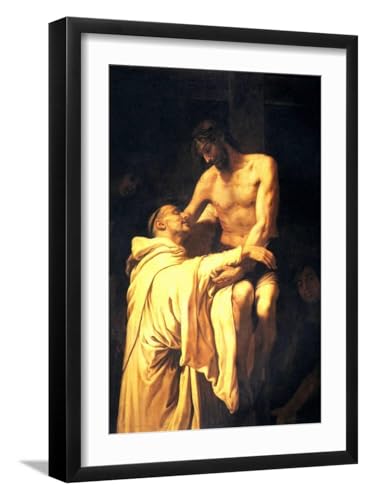 ART.COM Wall Art Print Christ Embracing St. Bernard on Black