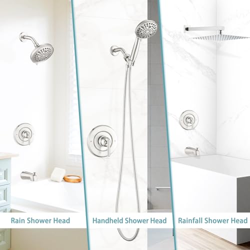 Replacement for Moen Posi-Temp Valve Only Shower Faucet Trim Kit (Valve& Catridge Not Inclued), Volume and Temperature Control Level Handle, Brushed Nickel