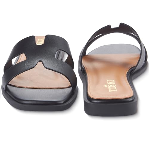YTSKJ Sandals for Women Dressy Comfortable Flat Open Toe Casual Cute Trendy Shoes Soft Faux Leather Slip On Ladies Slides for Summer Black Size 11 by YTSKJ - Used condition - Image 7