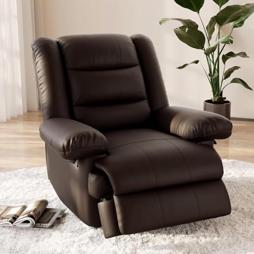 Hamlody Sillón de Relax, tumbonas, salón, Piel sintética, Asiento Acolchado, sofá, Silla con reposapiés y Respaldo Ajustables manualmente para salón, hogar, Cine, Dormitorio (marrón)