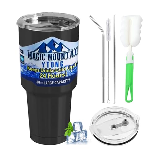 Hieleras, Sports Termos de Acero Inoxidable 900ML, Termos para Cafe, Vaso Termico que Mantiene Calor Durante 8H y Frío Durante 12H, Vaso Termo con Tapa Sellada, Pajita, Cepillo...