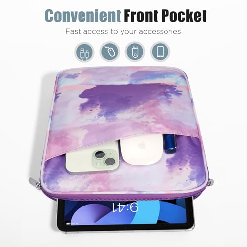 Image of TiMOVO 9-11 inch Tablet Sleeve Bag with Pocket, Watercolor Purple | Fits iPad 11 inch A16 2025, iPad 10.9 inch /10.2 inch, Air 11 inch 5th /4th Gen, Galaxy Tab A9+ /A11 Plus 11 inch