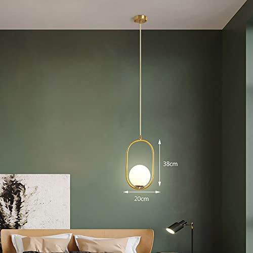 Table à manger du milieu du siècle lampe cuivre globe verre suspendu - 6
