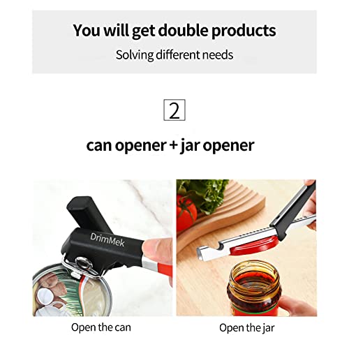 Drimmek Can Opener Manual+Jar Opener,Safe- Easy- Clean Side Cut Can Opener For Home, Kitchen And Dining Room #TOP1