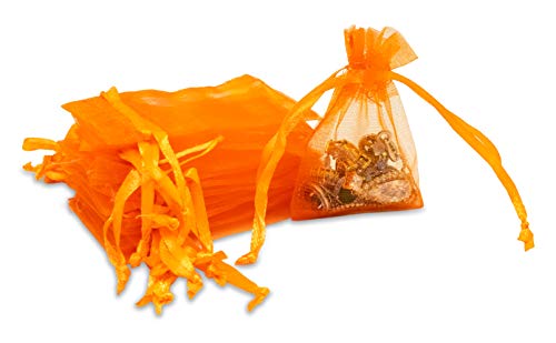 TheDisplayGuys 48-Pack 2 x 2" Organza Gift Bags, Jewelry Bags - Orange