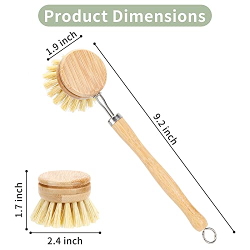 Bamboo Dish Brush - Eco Friendly Products, Natural Dish Scrub Brush Durable Cleaning Brush Set, Dish Scrubber Brush For Cleaning Cast Iron Pots, Dishs And Sinks(Set Of 3) #TOP1