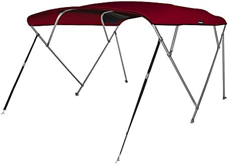 MSC 3 Bow 4 Bow Bimini Top Boat Cover with Rear Support Pole and Storage Boot (4 Bow 8'L x 54" H x 79"-84" W, Burgundy)