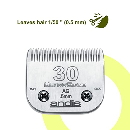 Andis 64075 Ultra Edge Dog Clipper Blade - Constructed of Carbonized Steel, Exclusive Hardening Process with Long-Lasting Sharp Edges, 1/50-Inch Cut Length - for Larger Animals, Size-30, Chrome by Andis - Image 4