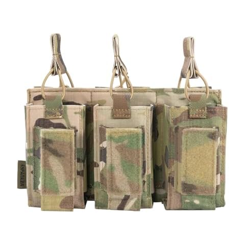 EXCELLENT ELITE SPANKER Open-Top Single/Double/Triple Molle Mag Pouch for M4 M14 M16 AK AR Elastic Rifle Magazines for Pistol Mag Pouch(Multicam) Cover