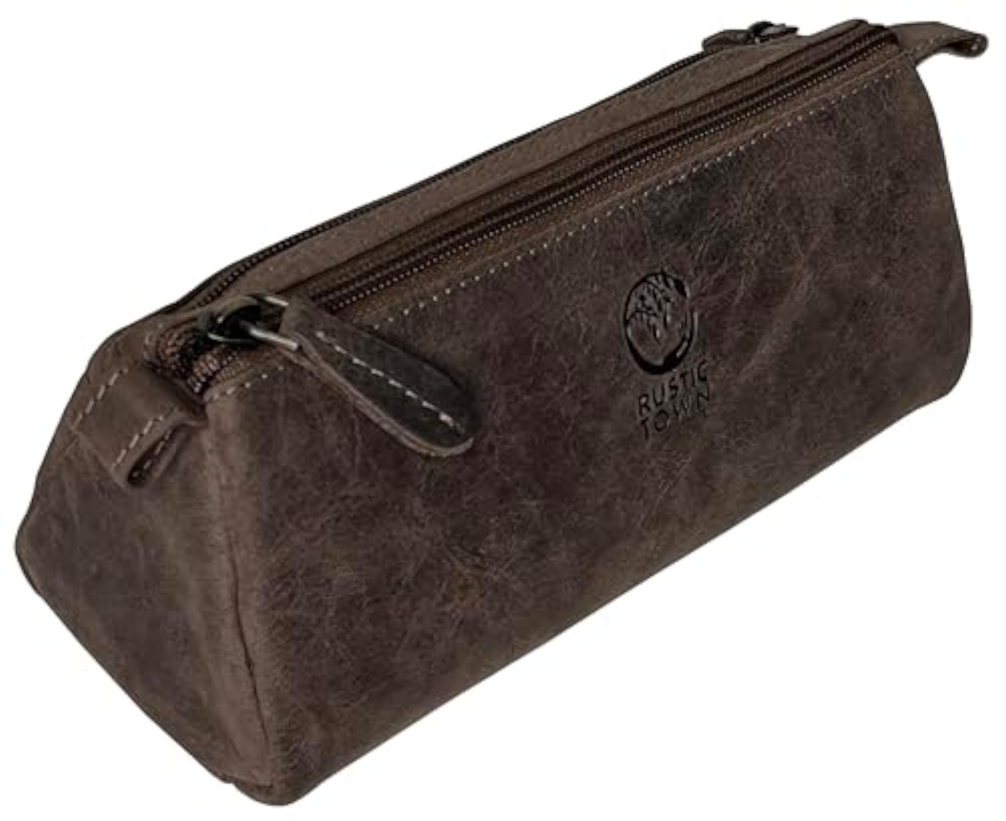 Leather Pencil Case, Zippered Bag for School & Office