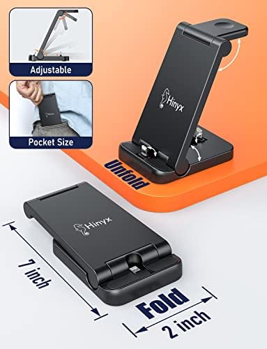 Hinyx 3 in 1 Fast Charging Station for Apple Devices, Foldable Charging Stand Compatible with Apple Watch Series 8 7 6 SE 5 4 3 2 & Airpods iPhone 14 13 12 11 Pro X Max XS XR 8, with QC3.0 Adapter