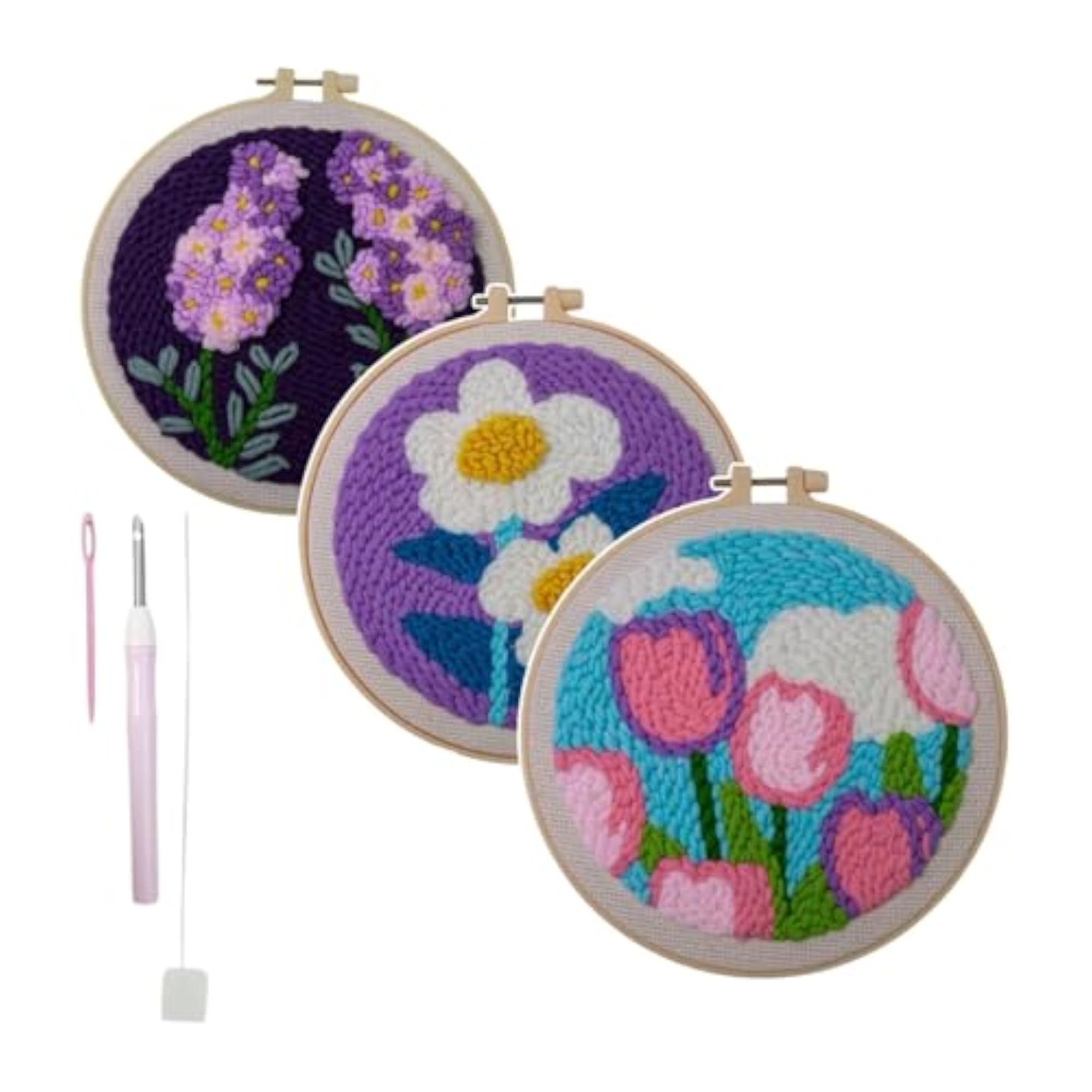 Handcraft Embroidery Beginner Kit Punch Stitch Kit for Home Decor