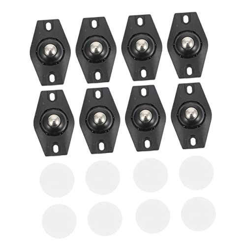 HOMOCONO 16 Pcs Sticky Pulley Mini Trash Bin Smooth Moving Wheels Adhesive Paste Pulleys Base Pulleys Self Adhesive Casters Wheels Garbage Bin Wheels Accessory Casters Plastic Steel Black