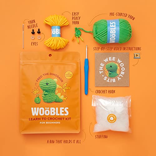 The Woobles Beginners Crochet Kit With Easy Peasy Yarn As Seen On Shark Tank - Crochet Kit For Beginners With Step-By-Step Video Tutorials - Fred The Dinosaur #TOP3