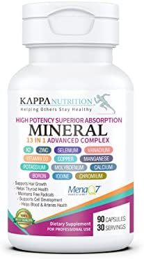 KAPPA NUTRITION (90 Capsules),Vitamin K2, Vitamin D3, Zinc, Selenium, Vanadium, Copper, Manganese, Potassium, Molybdenum, Calcium, Chromium, Iodine, Boron, Mineral 13 in 1 Advanced Complex, from