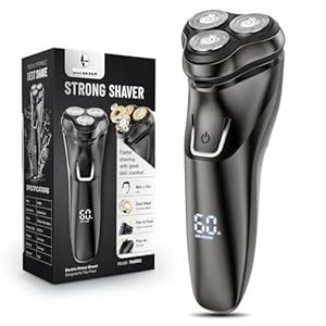Electric Razor for Men Cordless: Wet/Dry Rotary Shaver Waterproof – USB Fast Charging & Sensitive Skin Care – Pop up Trimmer & Precision Blades Upgraded Silver-Black