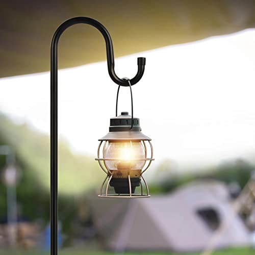 Outdoor Shepherds Hook With 5 Prong Bases, Black, 2 Packs, 48 Inches Tall, Garden Hanging Stake For Bird Feeder, Solar Light, Plant Hanger, Wedding Decor, Metal Hanger Hooks #TOP1