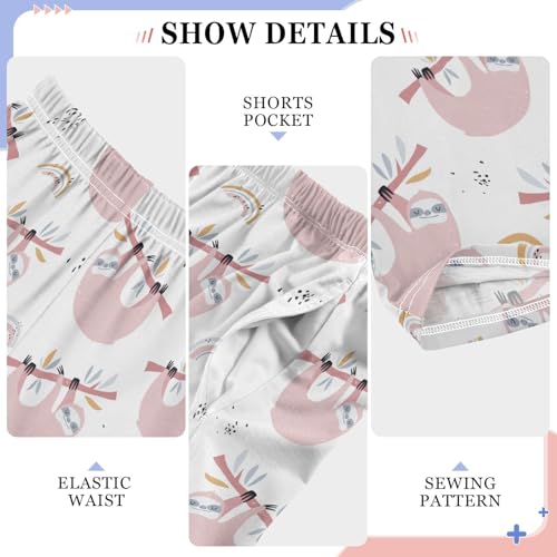 Sloth Colorful Rainbow Boys Long Pants Soft Trousers Elastic Waist Kids Lounge Bottoms with Pockets S-XL4