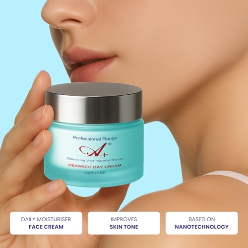 Image of A+ Seaweed Brightening Day Cream for Glowing Skin | Whitening & Moisturizing Face Cream for Men & Women | Lightweight Non-Greasy Formula | Hydrating Daily Cream for Normal to Oily Skin, 50g