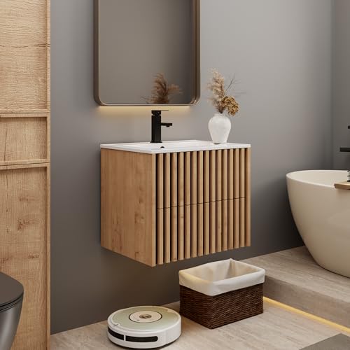 eclife 24" Floating Bathroom Vanity with Sink Combo, Modern Wall