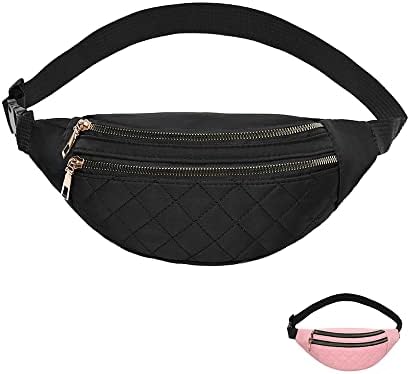 Fanny Pack for Women, Fashionable Belt Bag with Adjustable Straps, Waterproof Waist Bag for Fitness Travel Hiking Running Cycling, Outdoor Crossbody Bags (Black)