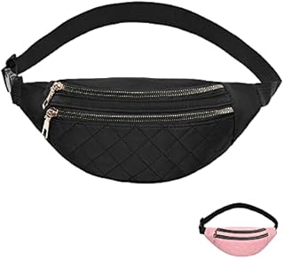 Fanny Pack for Women, Fashionable Belt Bag with Adjustable Straps, Waterproof Waist Bag for Fitness Travel Hiking Running Cycling, Outdoor Crossbody Bags (Black)