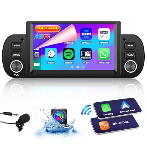 Hikity 2+64GB Android 15 per Fiat Panda 2013-2020 Radio Wireless Carplay 6,2 Pollici Touchscreen Stereo Auto Bluetooth con Navi Schermo WiFi Android Auto FM RDS SWC Mic