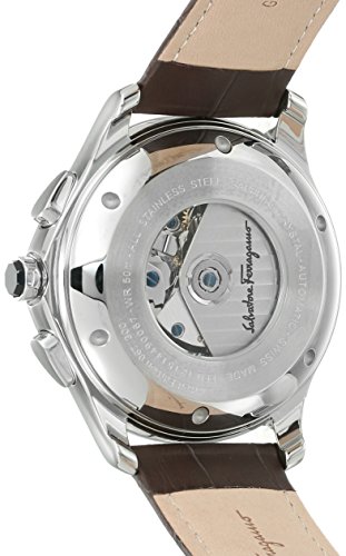 Salvatore Ferragamo Men's 'Time L.E' Swiss automatic Stainless Steel and Leather Casual Watch, Color:Brown (Model: FFU010016)2